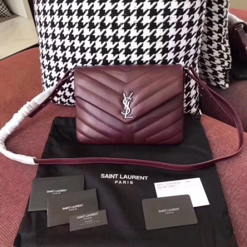 Yves Saint Laurent Skórzana torba na ramię typu cross-body 2829 czerwona