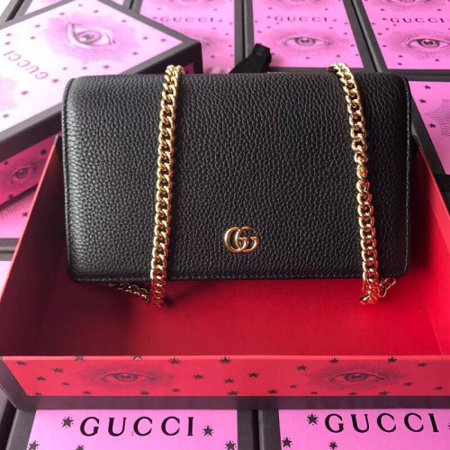 Torba na ramię Gucci GG Marmont Original ze skóry cielęcej 497985 w kolorze czarnym