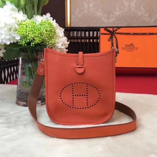 Hermes Evelyne mini 17cm torba listonoszka oryginalna skóra cielęca H1187 pomarańczowa