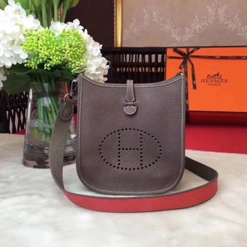 Hermes Evelyne mini 17cm Torba listonoszka Oryginalna skóra cielęca H1187 Szara