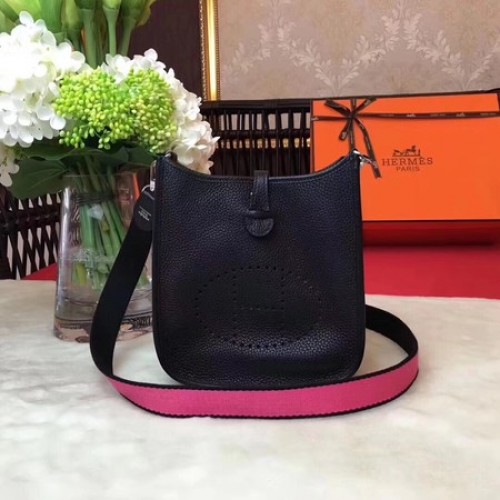 Hermes Evelyne mini 17cm torba listonoszka oryginalna skóra cielęca H1187 czarna