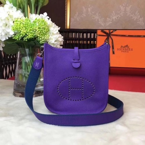 Hermes Evelyne mini 17cm torba listonoszka oryginalna skóra cielęca H1187 fioletowa