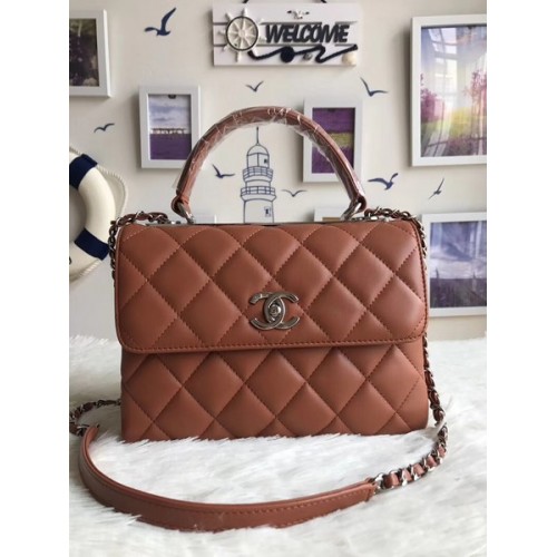 Torba Chanel Original Sheepskin Leather Tote Bag A92236 w kolorze karmelowo-srebrnym z klamrą