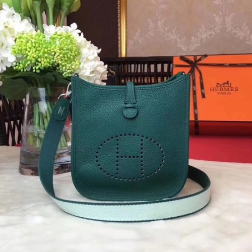 Hermes Evelyne mini 17cm torba listonoszka oryginalna skóra cielęca H1187 zielona