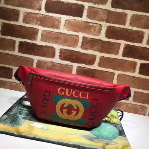 Gucci Skórzana kieszonka ze skóry cielęcej A493869 Czerwona