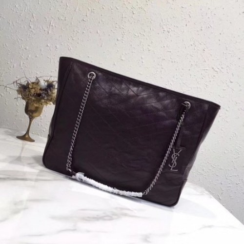 Yves Saint Laurent Oryginalna skóra cielęca NIKI TORBA NA ZAKUPY 5569 Wino