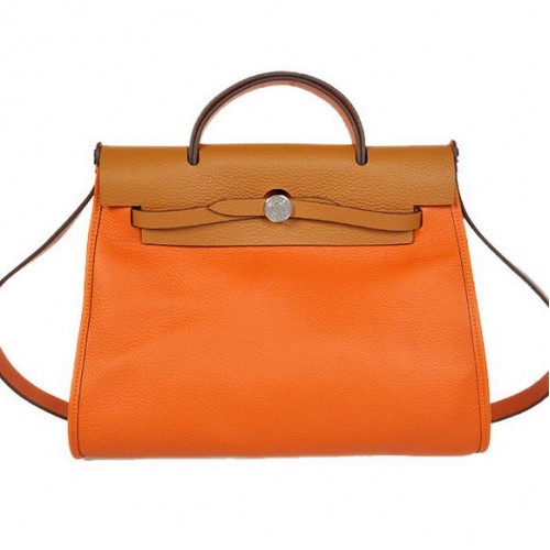2012 Nowa torebka Hermes HerBag 31CM Togo skórzana H9051 Pomarańczowy Camel