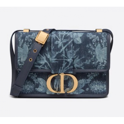30 MONTAIGNE BAG Niebieskie kwiaty Dior Denim M9203UJD