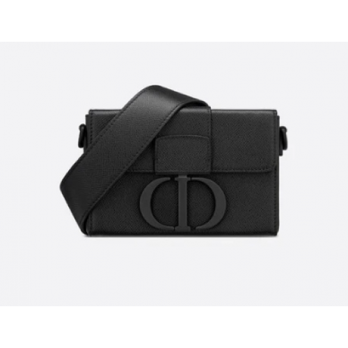 30 MONTAIGNE BOX BAG Czarna ultramatowa skóra cielęca licowa M9204S