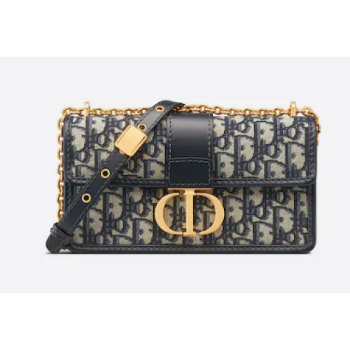 30 MONTAIGNE TOREBKA WSCHÓD-ZACHÓD Z ŁAŃCUCHEM Niebieska Dior Oblique Jacquard M9334
