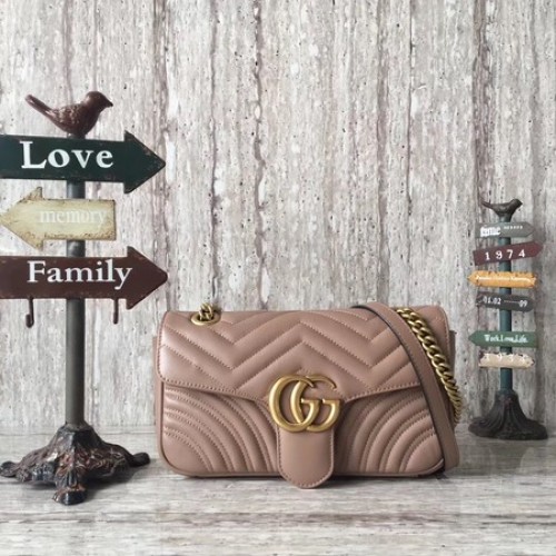 Gucci GG Marmont Matelasse Skórzana Torba na Ramię 443497 Morela