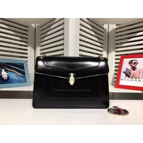 BVLGARI Średnia torba na ramię ze skóry cielęcej BG2281 Czarna