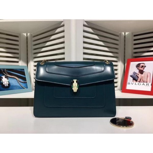 BVLGARI Średnia torba na ramię ze skóry cielęcej BG2281 Niebieska