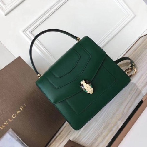 Torba BVLGARI Original Calfskin Leather Tote Bag 3781 Atrovirens