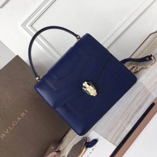 Torba typu tote BVLGARI Original Calfskin Leather 3781 Blue