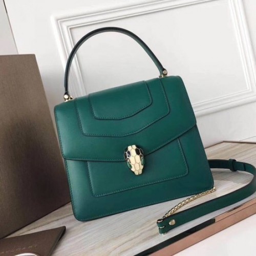 Torba typu tote BVLGARI Original Calfskin Leather 3781 Green