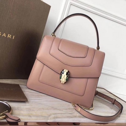 Torba typu tote BVLGARI Original Calfskin Leather 3781 Pink