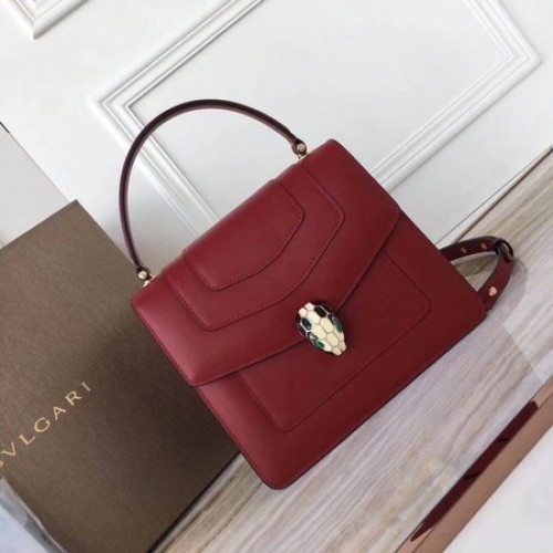 Torba typu tote BVLGARI Original Calfskin Leather 3781 Red