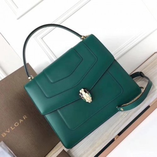 Torba typu tote BVLGARI Original Calfskin Leather 3782 Green