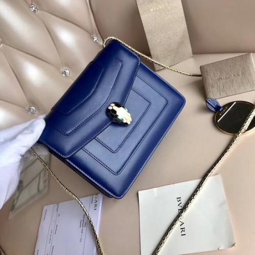 Torba skórzana BVLGARI Serpenti Forever Flap Cover 00962 niebieska