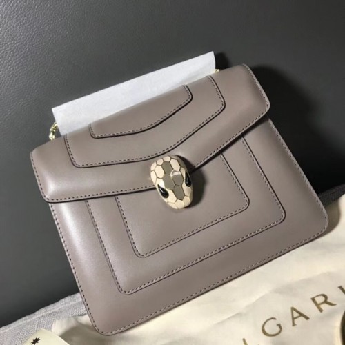Torba skórzana BVLGARI Serpenti Forever Flap Cover 00962 szara