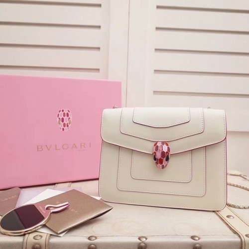 Torba skórzana BVLGARI Serpenti Forever Flap Cover 28697 biała