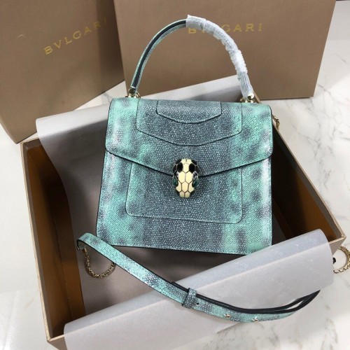 Torba na ramię BVLGARI Serpenti Forever Metallic-leather 058962 Green&Black