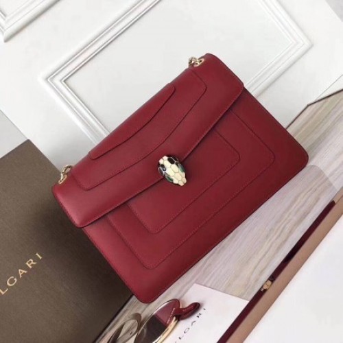 Torba na ramię BVLGARI Serpenti Forever Original ze skóry cielęcej 3780 w kolorze bordowym