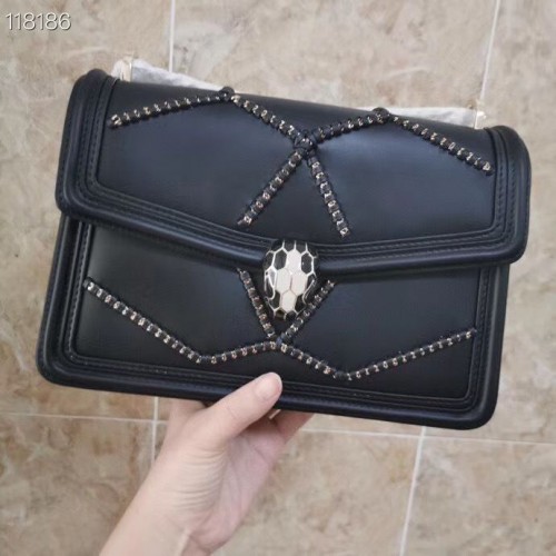 Torba na ramię BVLGARI Serpenti Forever ze skóry 288656 czarna