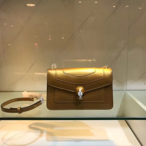 Torba na ramię BVLGARI Serpenti Forever z metalicznej skóry 91414 złota