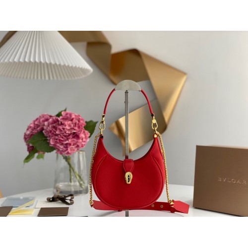 Torba na ramię BVLGARI ze skóry cielęcej B281632 CZERWONA