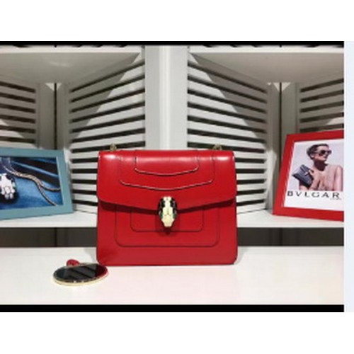 BVLGARI mini torba na ramię ze skóry cielęcej BG2283 czerwona