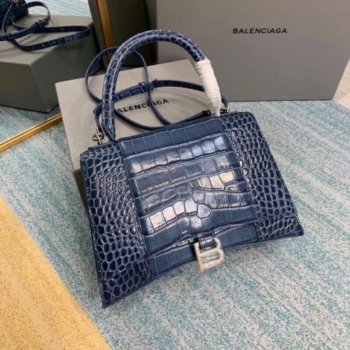 Balenciaga HOURGLASS MEDIUM TOP HANDLE BAG B108892E niebieska
