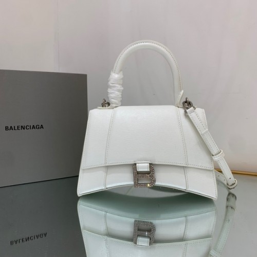 Balenciaga Klepsydra Mała torebka z uchwytem u góry 592834 Biała i srebrna