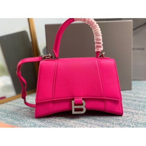 Balenciaga HOURGLASS MAŁA TOREBKA Z RĄCZKĄ NA GÓRZE B108895 neonowy róż