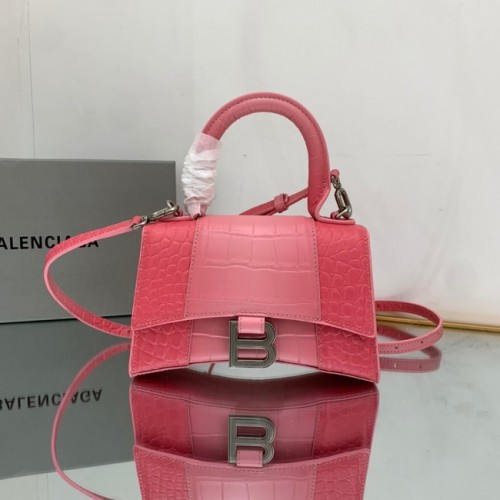 Balenciaga Klepsydra XS torebka tłoczona skóra cielęca 59353 różowa