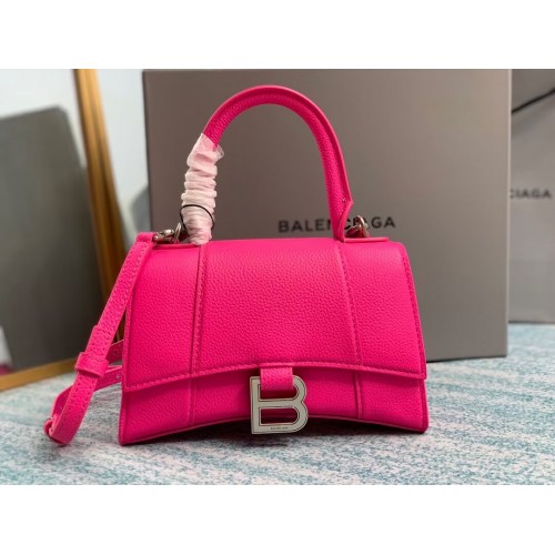 Balenciaga HOURGLASS XS TOP HANDLE BAG Grained calsfkin B108896 neon pink