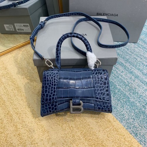 Balenciaga Hourglass XS Torba z uchwytem u góry 28331S niebieska