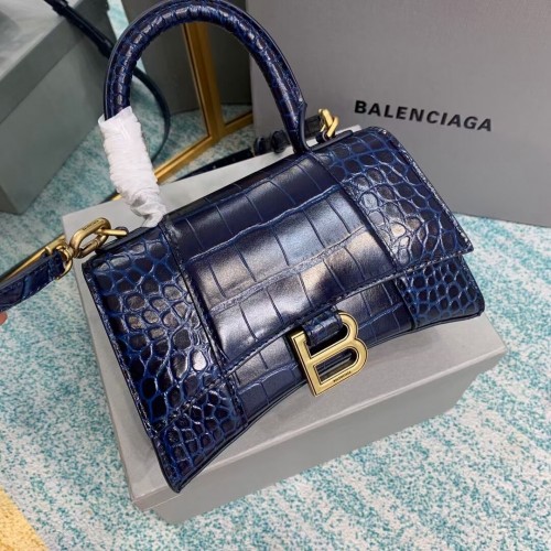 Torebka Balenciaga Hourglass XS z uchwytem u góry 28331S ciemnoniebieska