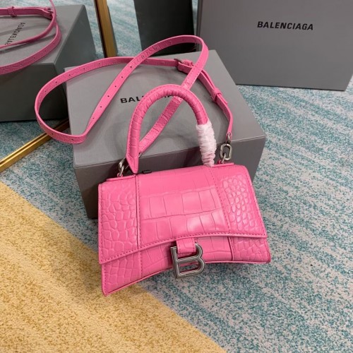 Balenciaga Hourglass XS Torba z uchwytem u góry 28331S różowa