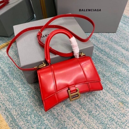 Balenciaga Hourglass XS Top Handle Bag błyszczące pudełko skóra cielęca 28331 czerwony