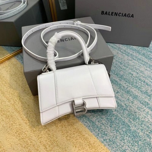 Balenciaga Hourglass XS Top Handle Bag błyszczące pudełko skóra cielęca 28331 biały