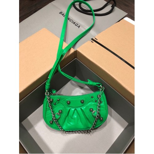 Balenciaga LE CAGOLE MINI PORTFEL Z ŁAŃCUCHEM 6958141 zielony