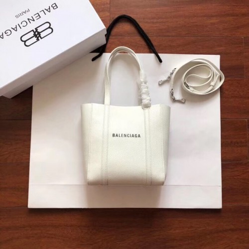 Balenciaga Oryginalna skórzana mini torba shopper 6696 Biała