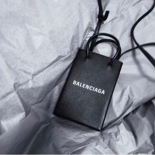Balenciaga Oryginalna skórzana mini torba shopper B152865 czarna