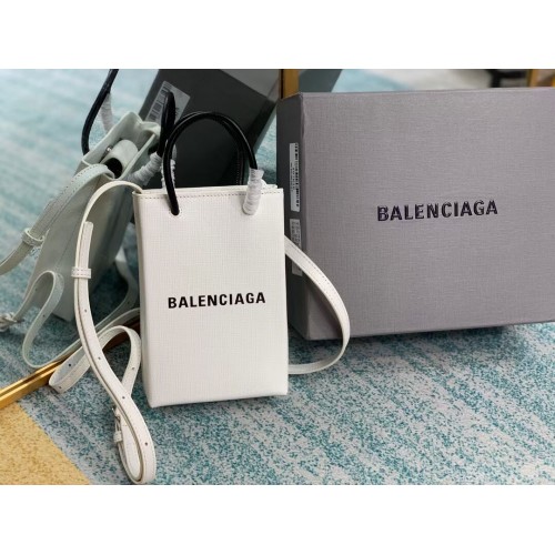 Balenciaga Original Leather Mini Shopper Bag B152865 biało-czarna
