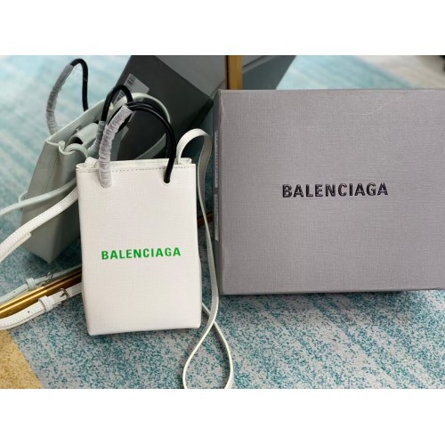 Balenciaga Original Leather Mini Shopper Bag B152865 biało-zielona