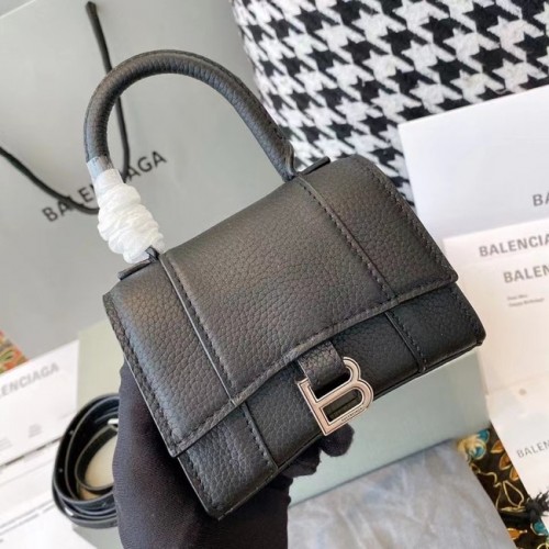 Balenciaga DAMSKA TOREBKA Z UCHWYTEM DO GÓRY KLEPSZA SKÓRA cielęca M8000 w kolorze czarnym