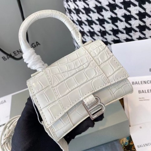 Balenciaga DAMSKA TOREBKA KLEPSYDRA MINI Z RĄCZKĄ NA GÓRZE M8000 BIAŁA