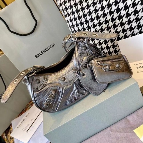Balenciaga DAMSKA TOREBKA NA RAMIĘ LE CAGOLE ŚREDNIA W KOLORZE srebrzystym 27541